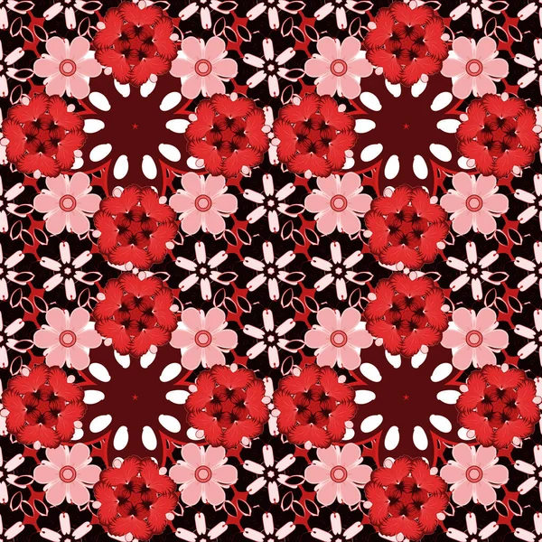 Patrón Sin Costuras Raster Elegancia Abstracta Con Flores Colores Rojo — Archivo Imágenes Vectoriales