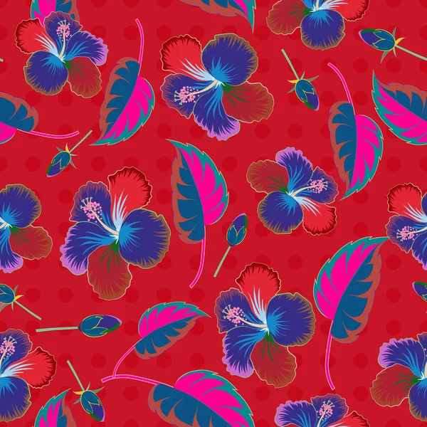 Vektorillustration Ethnische Florale Nahtlose Muster Rosa Roten Und Grünen Farben — Stockvektor