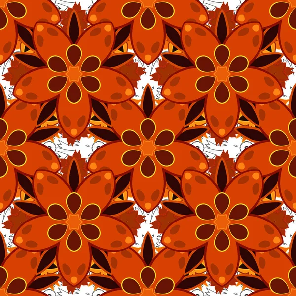 Patrón Floral Sin Costura Vectorial Con Flores Hojas Colores Beige — Vector de stock