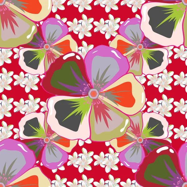 Motif Floral Vectoriel Sans Couture Avec Des Fleurs Des Feuilles — Image vectorielle