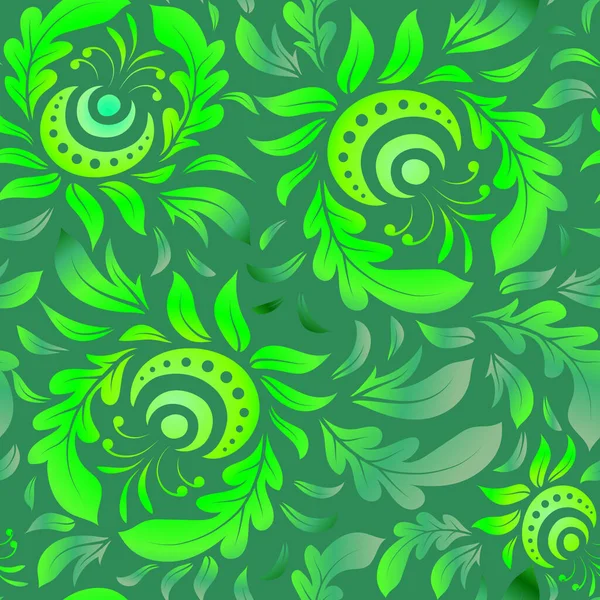 矢量图解 绿色植物元素的风格化矢量无缝纹理 — 图库矢量图片