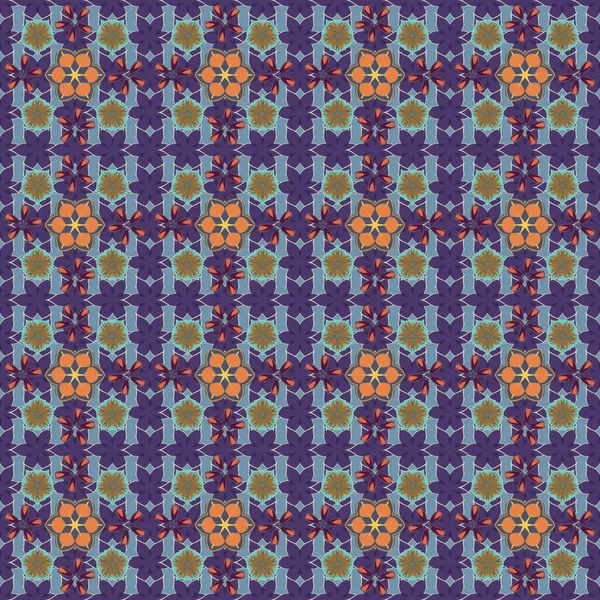 Patrón Sin Costuras Muchas Flores Pequeñas Lindas Colores Marrón Azul — Archivo Imágenes Vectoriales