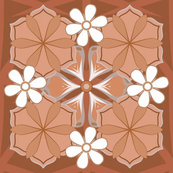 Trendy Seamless Flower Pattern Маленькие Песчаные Цветы Оранжевого Бежевого Коричневого — стоковый вектор