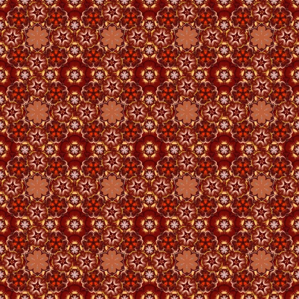 Abstrakcyjny Pomarańczowy Brązowy Czerwony Geometryczny Ornament Wektor Bezszwowy Wzór Tradycyjnych — Wektor stockowy