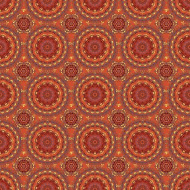 Duvar kağıdı barok, kırmızı, turuncu ve kahverengi renklerde kusursuz vektör arkaplan. Çiçeksiz desen.