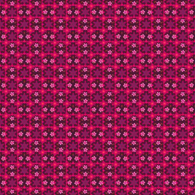 Elle çizilmiş çiçekli pürüzsüz desen. Mor, mor ve kırmızı renkte minik çiçeklerin vektör güzel arka planı.