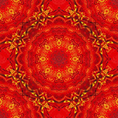 Zarif vektör damaske duvar kağıdı. Kusursuz bir geçmişi var. Kırmızı, kahverengi ve turuncu renklerde, klasik, dikişsiz desen.