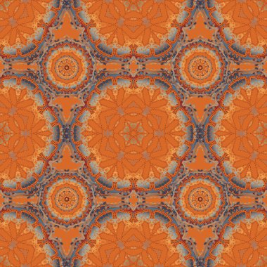 Kahverengi, turuncu ve gri kar taneleri deseni. Kar taneleri olan sevimli vektörsüz desen.