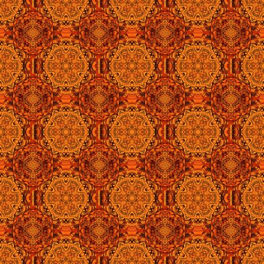 Duvar kağıdı barok, turuncu, kahverengi ve kırmızı renklerde kusursuz vektör arkaplan. Çiçeksiz desen.