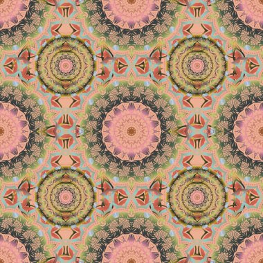 Vektör karışık yıldız deseni, yıldız süslemeleri, yeşil, kahverengi ve bej şebeke. Lüks, yıldızlı, pürüzsüz bir düzen..