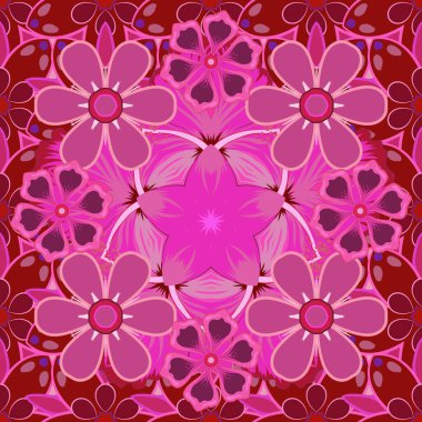 Geometrik tekrarlayan, altıgen şekilli, kırmızı, mor ve pembe gradyan. Raster illüstrasyonu.