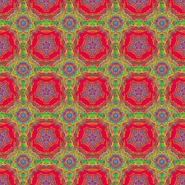 Noel ve Yeni Yıl teması. Daireler ve noktalarla süslenmiş kar taneleri. Mutlu gülen yeşil, kırmızı ve pembe kar taneleri pürüzsüz desen. Şirin vektör kış tasarımı.