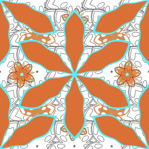 Vektorillustration Weicher Aquarell Blumendruck Nahtloses Muster Orange Blau Und Grün — Stockvektor