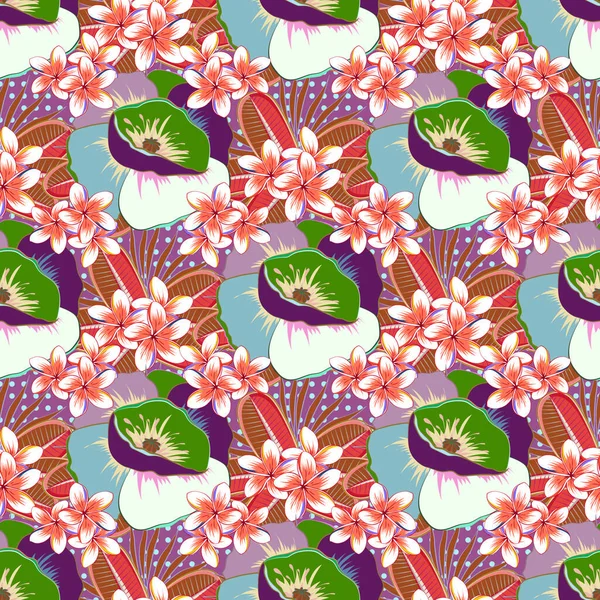 Modèle Vectoriel Sans Couture Sur Fond Violet Fond Floral — Image vectorielle