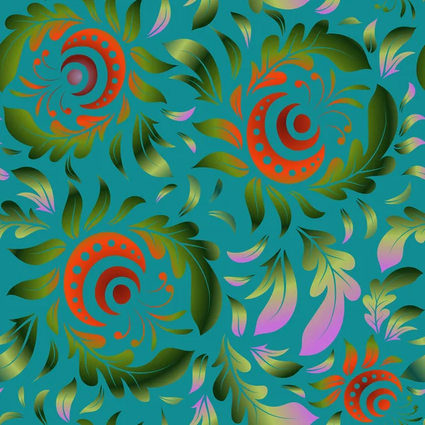 Adorno Floral Vintage Vectorial Patrón Sin Costuras Damasco Colores Verde — Vector de stock