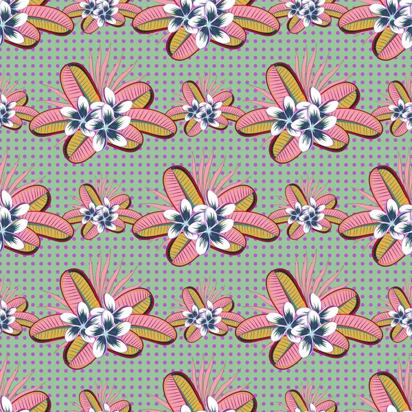 Ilustração Vetorial Padrão Sem Costura Com Flores Plumeria Bonito Fundo — Vetor de Stock