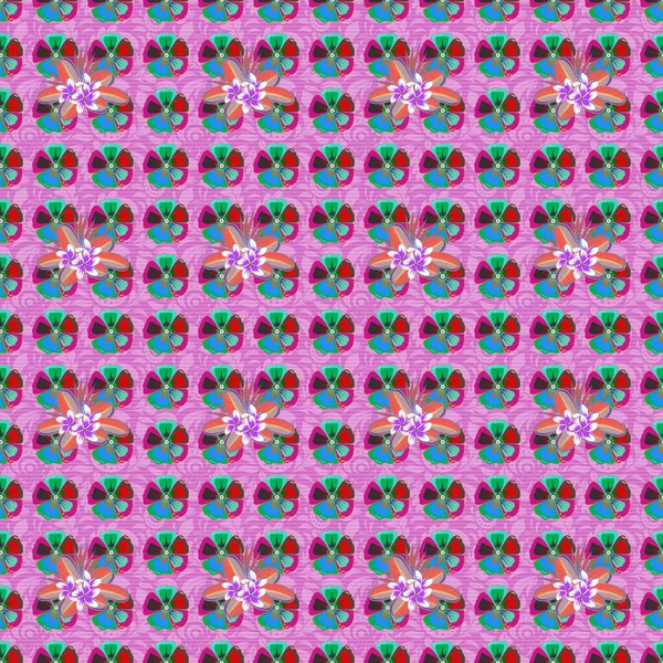 Kunterbuntes Nahtloses Muster Raster Abstrakte Blume Hintergrund Ziemlich Buntes Blumenmuster — Stockvektor
