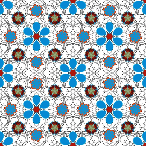 Bezešvé Ornamenty Modrých Šedých Hnědých Barvách Vektorový Indiánský Květinový Paisley — Stockový vektor