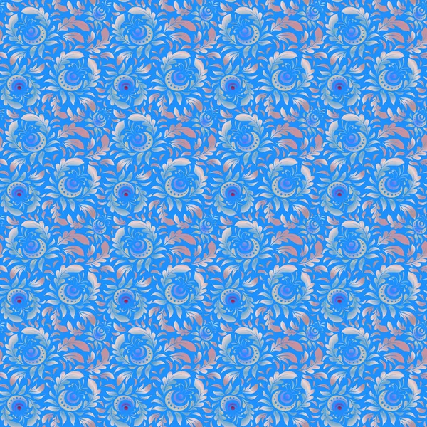 Vector Illustratie Damast Naadloos Achtergrond Patroon Blauwe Rode Kleuren — Stockvector