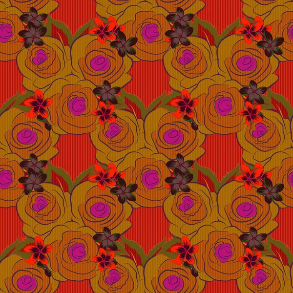 Fondo Floral Decorativo Con Flores Rosas Patrón Sin Costura Vectorial — Vector de stock