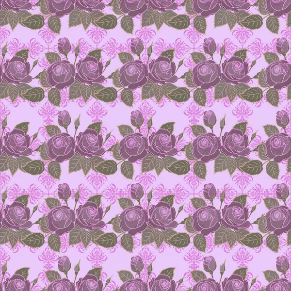 Patrón Acuarela Inconsútil Flores Rosa Abstracta Gris Marrón — Archivo Imágenes Vectoriales