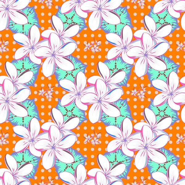 Motif Floral Sans Couture Avec Des Fleurs Bleues Roses Violettes — Image vectorielle