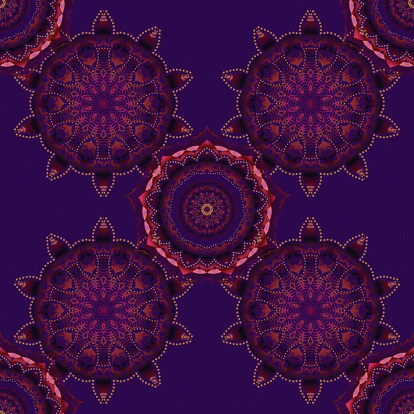 Ornamento Floral Abstracto Azul Púrpura Rojo Patrón Inconsútil Vector Elementos — Vector de stock