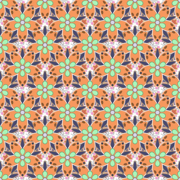 Vektor Floralen Ditsy Ornament Nahtloses Stickmuster Mit Wunderschönen Blüten Orange — Stockvektor