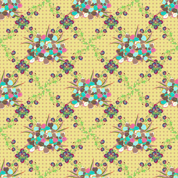 抽象的な花の手描き 多色のシームレスなパターン — ストックベクタ