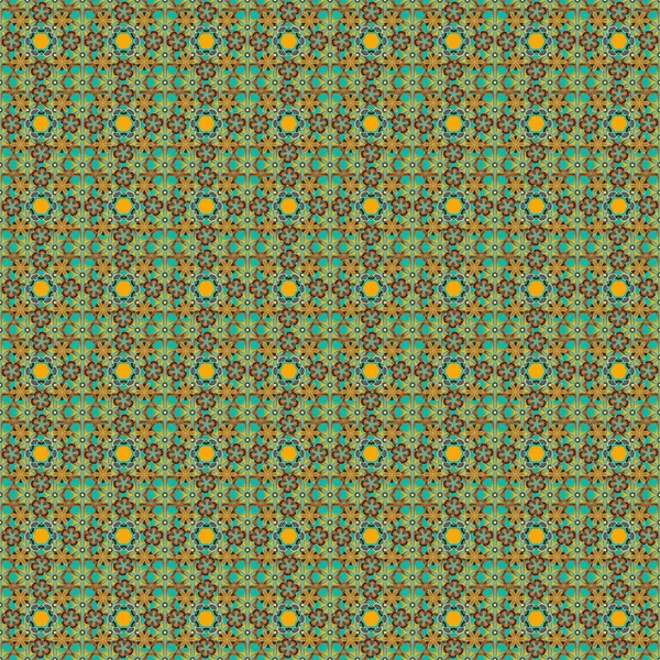 Vector Illustratie Abstract Leuke Bloemenprint Oranje Groene Blauwe Kleuren Heldere — Stockvector