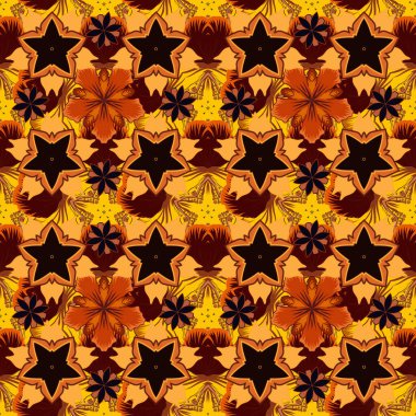 Turuncu, kahverengi ve siyah renkli şablonlar için Raster elementleri. Davetiyeler, tebrik kartları, etiketler, rozetler için dekorasyonsuz desenler. Doğu tarzında lüks süsler..