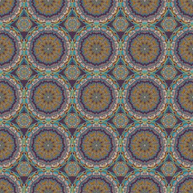 Elle çizilmiş güzel bir tasvir. Çiçek ve Mandala elementleriyle zarif yeşil, gri ve mor desenli..