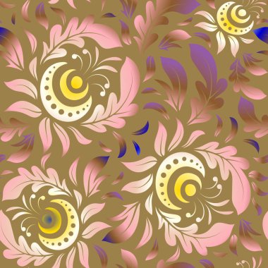 Soyut vektör unsurları olan lüks bir karışım. Kahverengi ve mavi geometrik kusursuz desen.