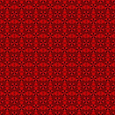 Kırmızı ve siyah renklerde. Ikat damaske desensiz arkaplan fayansı. Vektör illüstrasyonu.