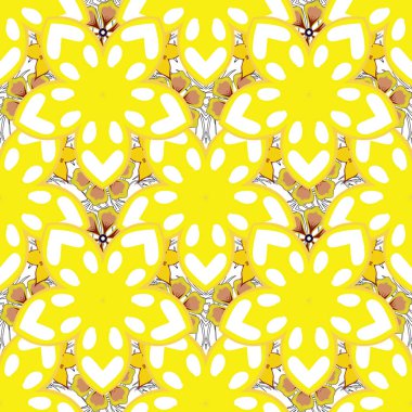 Tebrik etmek ya da kartvizit, fon, kumaş ya da tekstil için kullanılabilir. Etnik havlu, kına tarzı. Vektör Kızılderili Çiçek Paisley patten. Sarı, bej ve turuncu renklerde kusursuz bir süs..