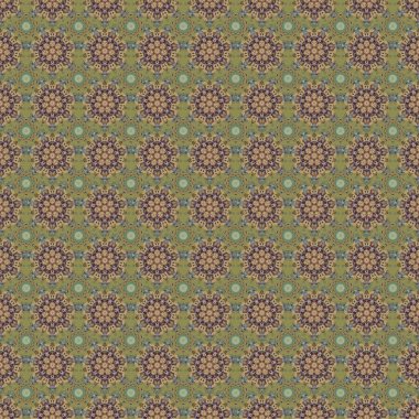 Kahverengi, yeşil ve gri süsler. Kusursuz bir geçmişi var. Duvar kâğıdı barok, İspanyol kumaşı. Çiçeksiz desen.