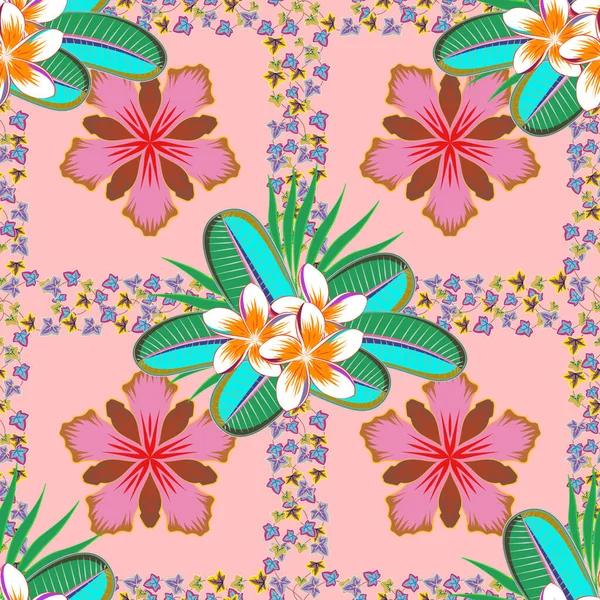 Motif Floral Vectoriel Sans Couture Avec Des Fleurs Des Feuilles — Image vectorielle