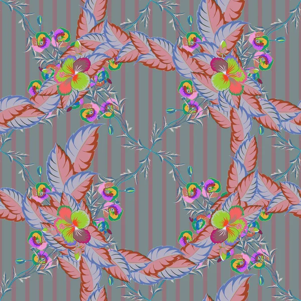 Vektor Illustration Rosa Och Gröna Blommor Sömlös Mönster Med Blommor — Stock vektor