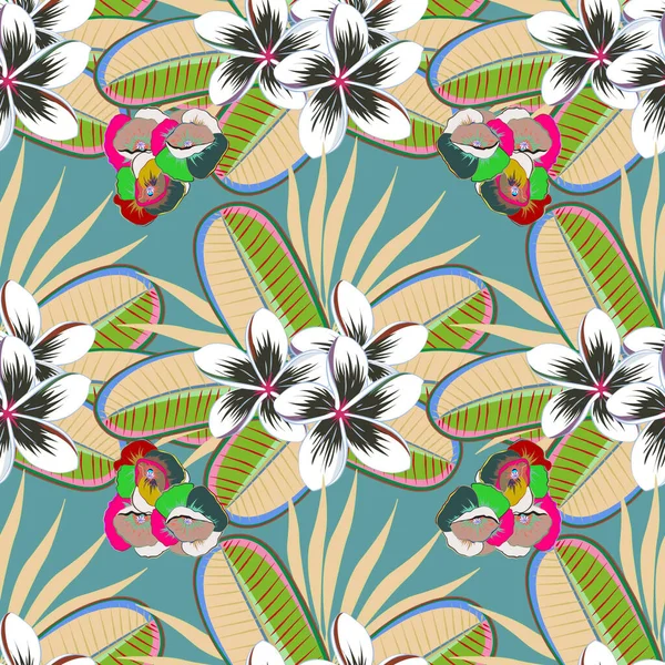 Vector Abstracte Bloemen Een Trendy Veelkleurige Stijl Hawaiian Tropische Natuurlijke — Stockvector