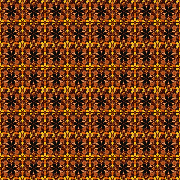 Seamless Pattern Victorian Style Vector Orange Brown Black Elements Vignettes — Stock Vector