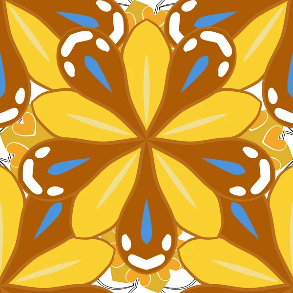 Векторная Иллюстрация Этнические Цветочные Бесшовные Узоры Оранжевого Серого Желтого Цветов — стоковый вектор