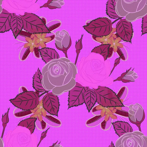 Vektor Nahtlose Muster Violetten Rosa Und Lila Farben Aquarell Blumenbild — Stockvektor