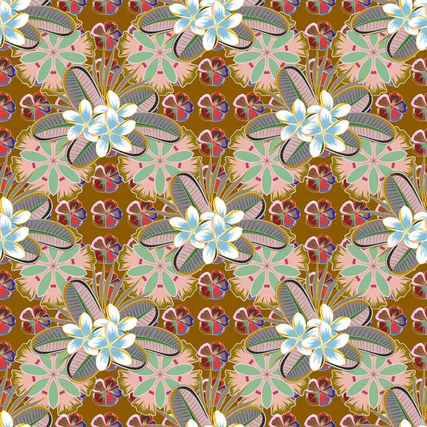 Patrón Floral Sin Costuras Colores Marrón Amarillo Ilustración Vectorial — Vector de stock