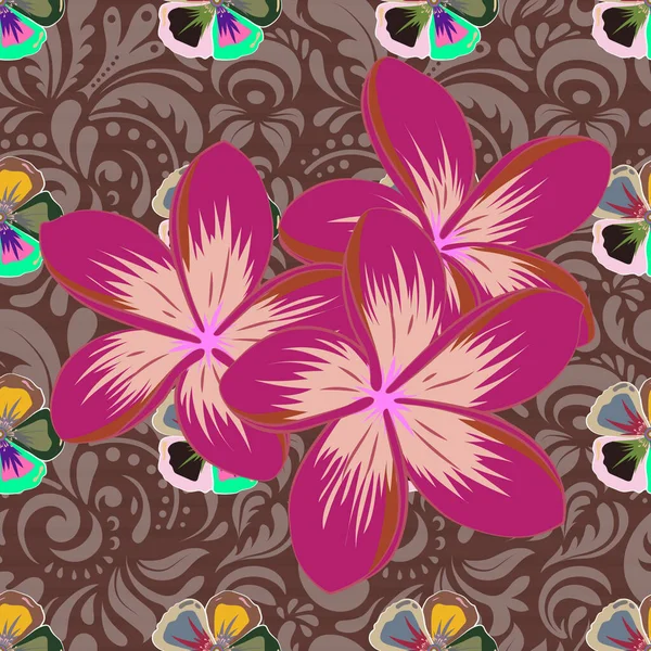 Fondo Floral Con Efecto Acuarela Patrón Sin Costura Vectorial Con — Vector de stock