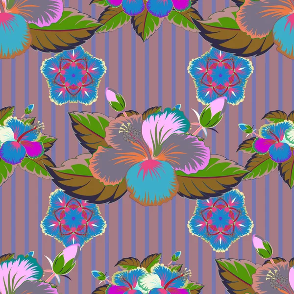 Fondo Multicolor Adorno Multicolor Pequeñas Flores Simples Vector Abstracto Patrón — Vector de stock