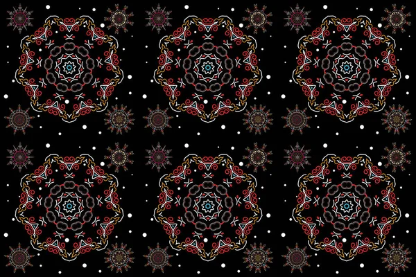 Schneeflockenvektordesign Braunen Roten Und Gelben Farben Schneeflocken Nahtlose Muster Auf — Stockfoto