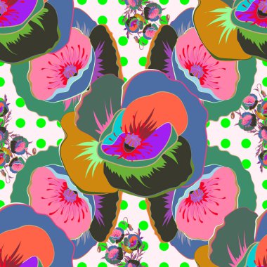 Arkaplan dokusu, duvar kağıdı, turuncu ve yeşil renkli çiçek teması. Soyut etnik vektör kusursuz desen. Kabile sanatı boho baskısı, klasik çiçek arkaplanı.