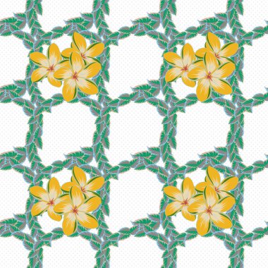 Çiçekler, yapraklar, dekoratif elementler, sıçrama, lekeler ve mavi, pembe ve yeşil renkte damlayan vektörsüz çiçek deseni. Karalama çizim biçimi, el çizimi illüstrasyon.