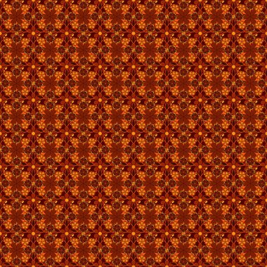 Klasik süsün kare kompozisyonu. Kırmızı, kahverengi ve turuncu ızgaralı kusursuz desen.