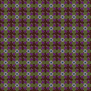 Mor, kahverengi ve yeşil eski süslemeleri olan vektörsüz desen.